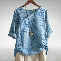 Marieke | Women's Relaxed-Fit Leaf Print V-Neck Blouse