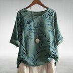 Marieke | Women's Relaxed-Fit Leaf Print V-Neck Blouse