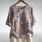 Marieke | Women's Relaxed-Fit Leaf Print V-Neck Blouse