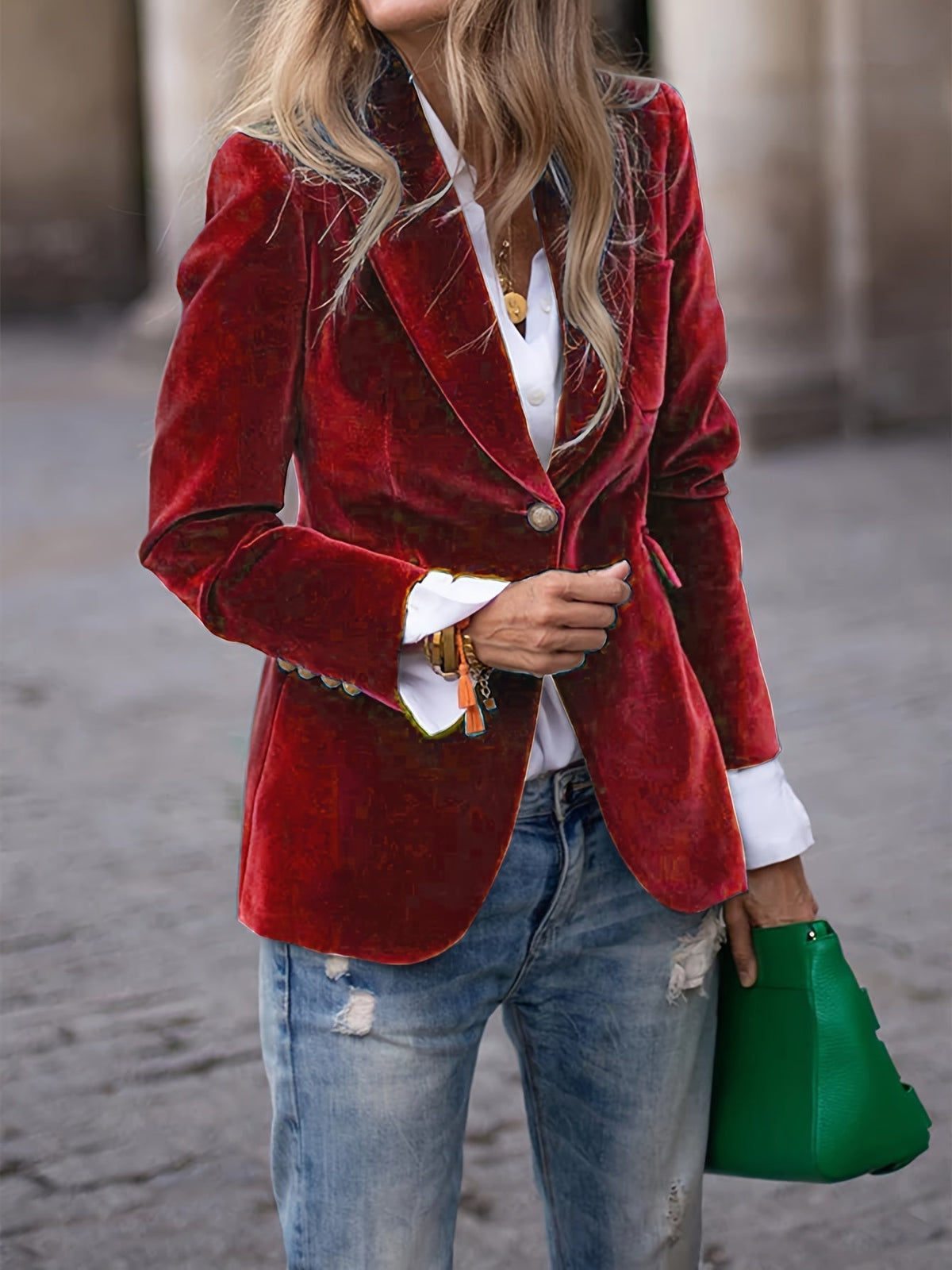Anja | Women's Tailored Blazer with Gold Buttons and Notched Lapel