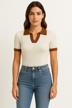 Annelis | Women's Fitted Ribbed Polo Shirts