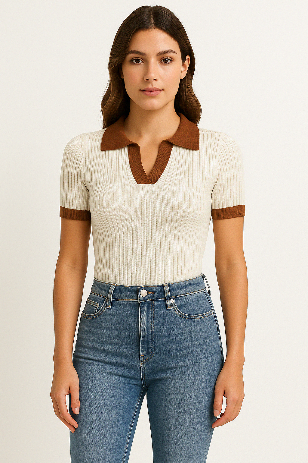 Annelis | Women's Fitted Ribbed Polo Shirts