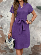 Erna | Women's Belted V-Neck Midi Dress