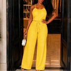 Laura | Women's Halter Wide-Leg Drawstring Jumpsuit