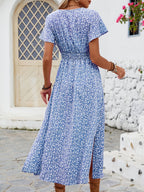 Mina | Women's Floral V-Neck Split Wrap Midi Dress