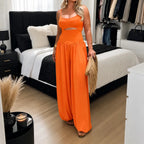 Lara | Women's Cutout Wide-Leg Jumpsuit with Tie Back