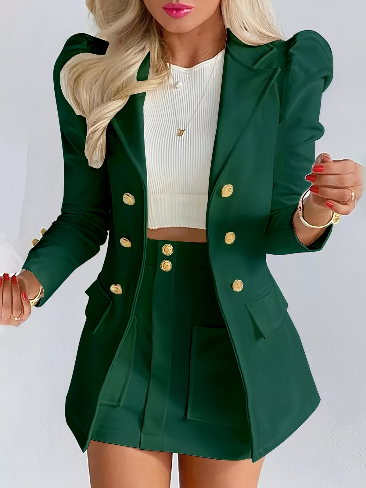 Farah | Women's Double-Breasted Blazer & Skirt Set