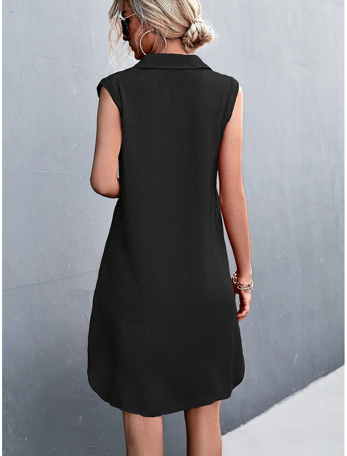 Siri | Women's Sleeveless V-Neck Shirt Mini Dress