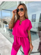 Lina | Women's V-Neck Tie-Waist Wide-Leg Jumpsuit