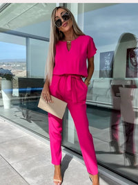 Lina | Women's V-Neck Tie-Waist Wide-Leg Jumpsuit