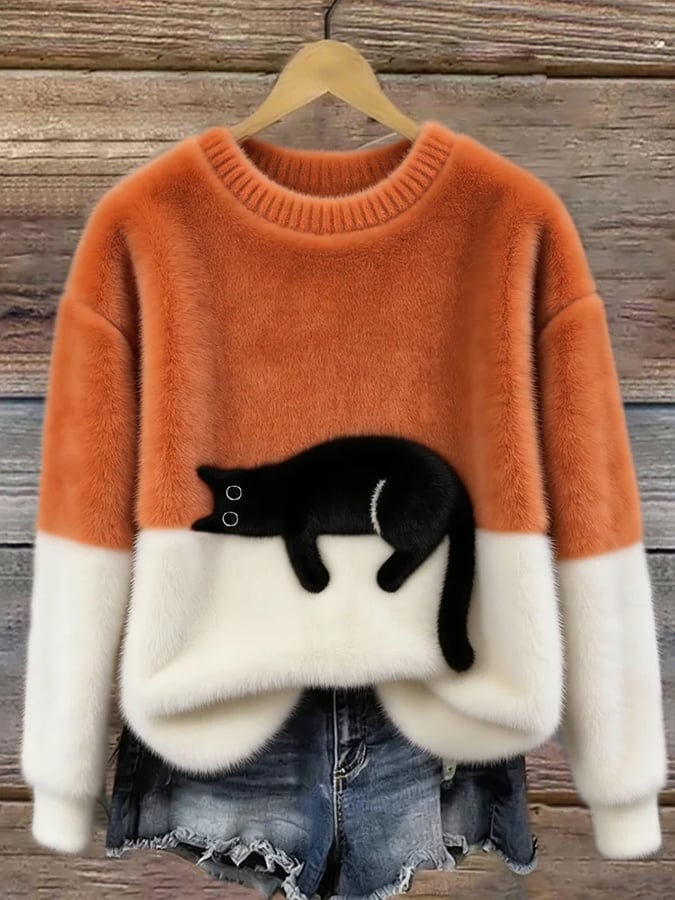Ines Cat Motif Wool-Mix Knit Sweater