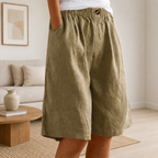 Priya | Women's High-Waist Relaxed-Fit Shorts with Side Pockets