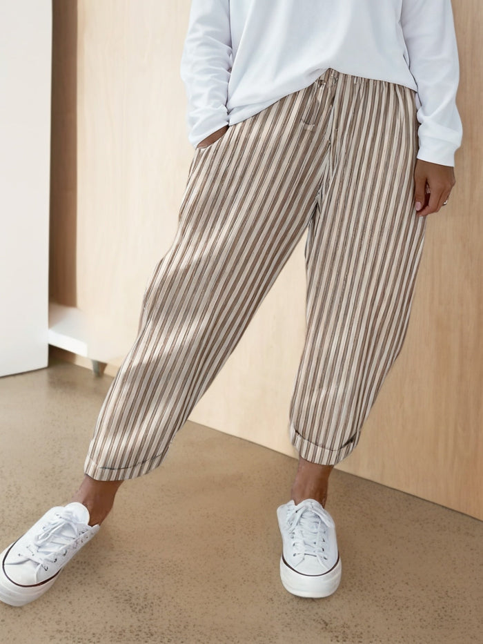 Willow | Women's Striped Wide-Leg Trousers with Elastic Waist