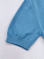 Heleen | Women's Ribbed Knit Short Sleeve Sweater Top