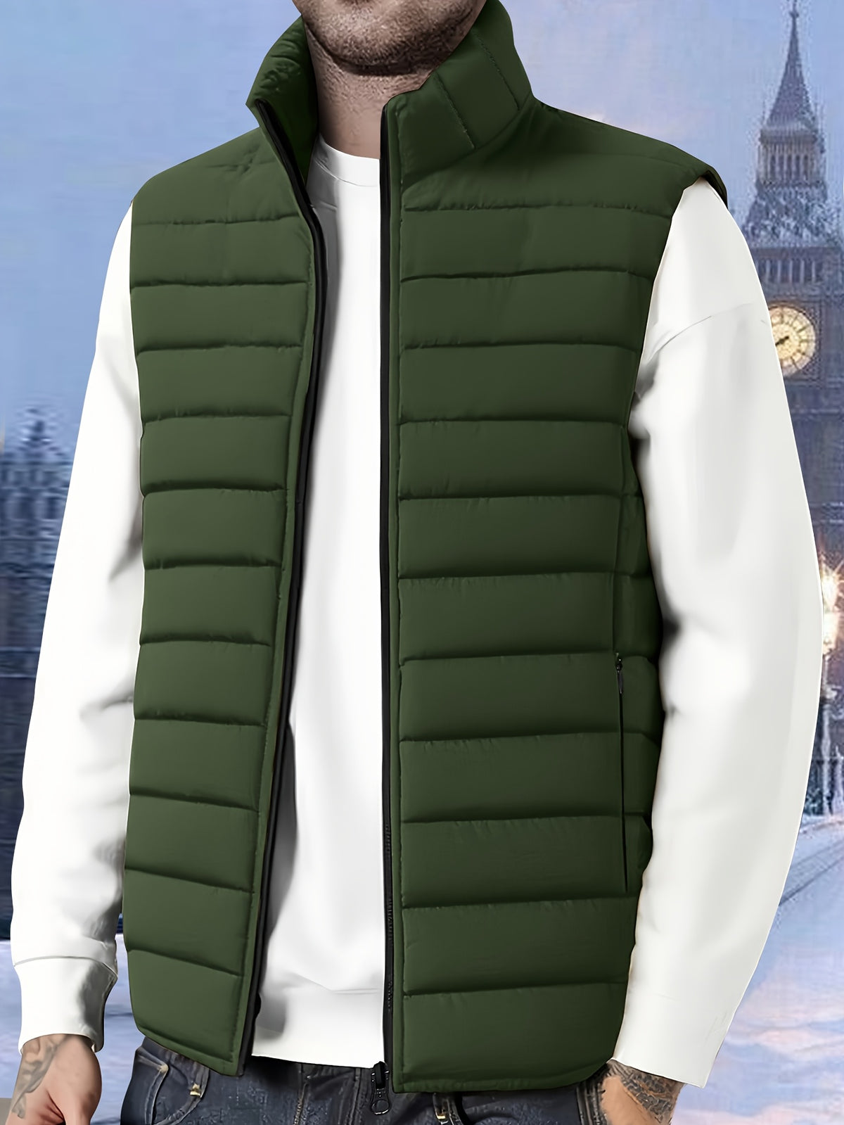 Barend | Men's Quilted Zip-Up Puffer Vest with Stand Collar