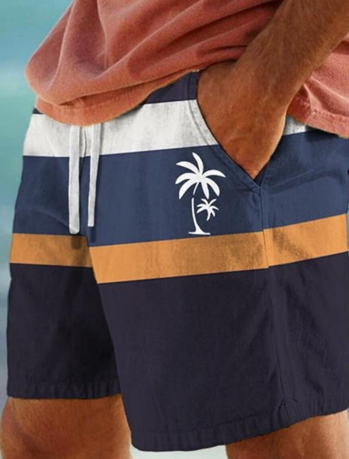 Corey | Men's Striped Drawstring Board Shorts with Pockets