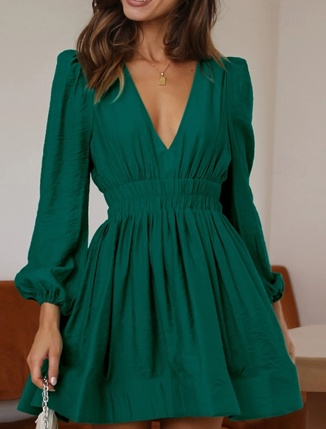 Hedy | Women's V-Neck Puff Sleeve Mini Dress