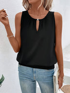 Pytrik | Women's Keyhole Tank Top with Gathered Neckline