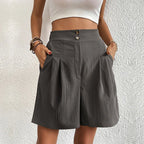 Nadia | Women's Wide-Leg High-Waist Pleated Shorts with Pockets