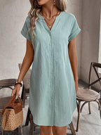 Simone | Women's Button-Front V-Neck Mini Dress
