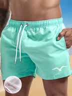 Bent | Men's Seagull Print Drawstring Beach Shorts