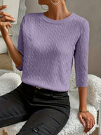 Kristin | Women's Ribbed Crew Neck Three-Quarter Sleeve Sweater