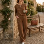 Isabeau | Women's Crew Neck Two-Piece Wide-Leg Lounge Set