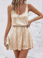 Margrethe | Women's Sequin V-Neck A-Line Mini Dress