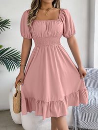 Mette | Women's Square-Neck Puff-Sleeve A-Line Midi Dress