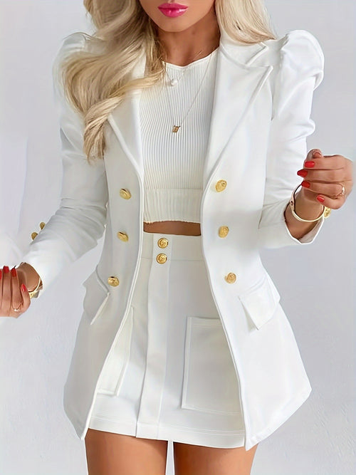 Farah | Women's Double-Breasted Blazer & Skirt Set