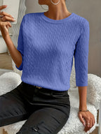 Kristin | Women's Ribbed Crew Neck Three-Quarter Sleeve Sweater