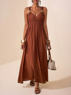 Suze | Women's Cocktail Dress V-Neck Beaded Strap Maxi