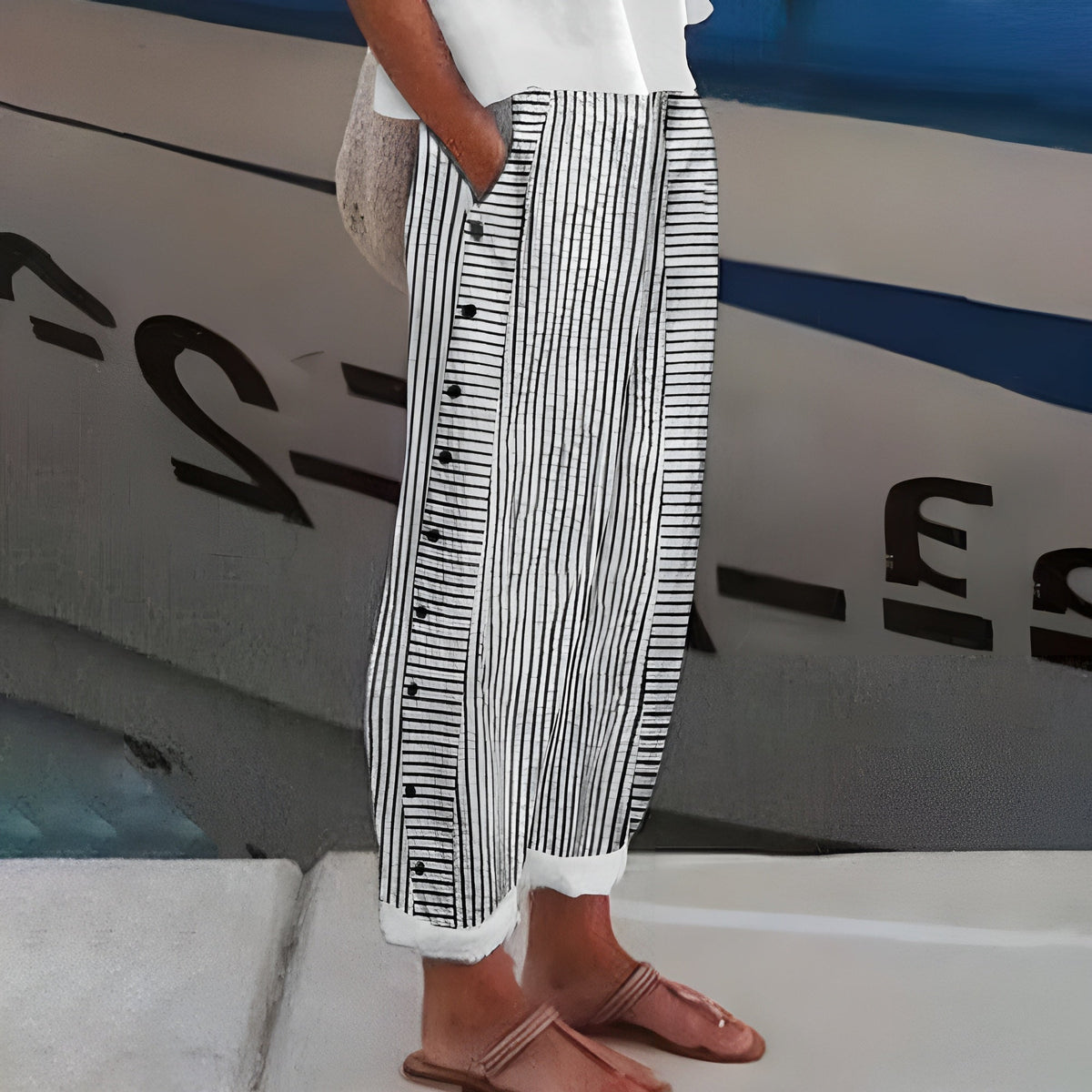 Nadia | Women's Wide-Leg Trousers with Elastic Waist