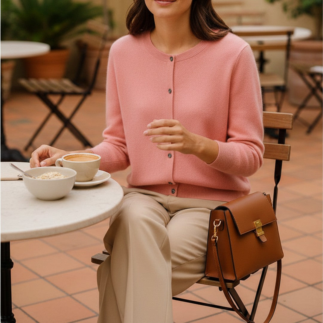 Charlotte | Women's Mink Cashmere Button-Up Sweater