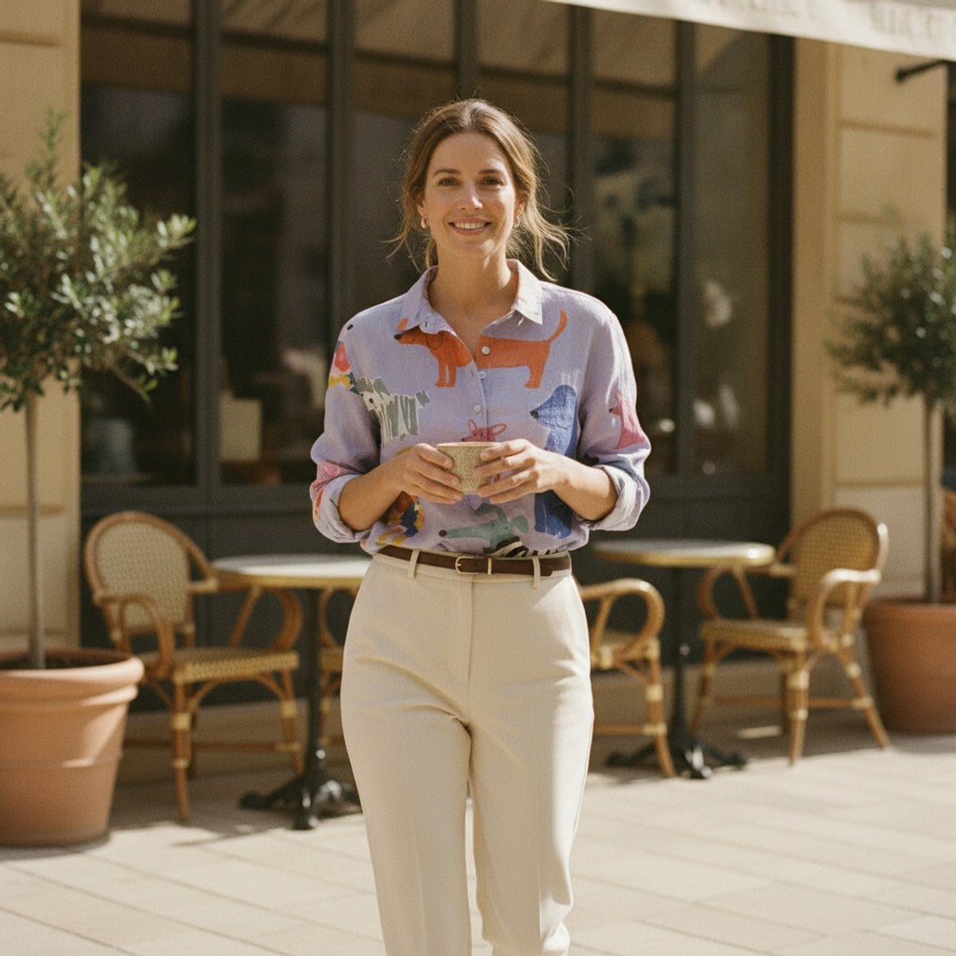 Marlowe | Women's Relaxed-Fit V-Neck Blouse – Casual Outings