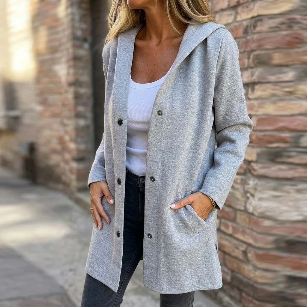 Harriet | Women's Oversized Hooded Cardigan with Button Front and Pockets