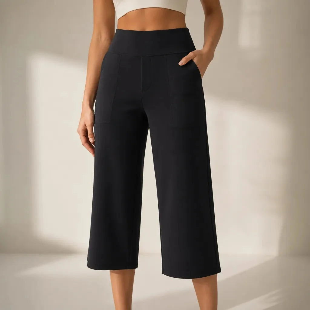Laila | Women's Wide-Leg Cropped Pants with Pockets
