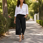 Laila | Women's Wide-Leg Cropped Pants with Pockets