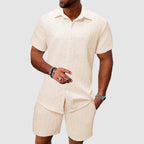 Sander | Men's Jacquard Button-Front Short Sleeve Shirt and Shorts Set