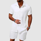 Sander | Men's Jacquard Button-Front Short Sleeve Shirt and Shorts Set