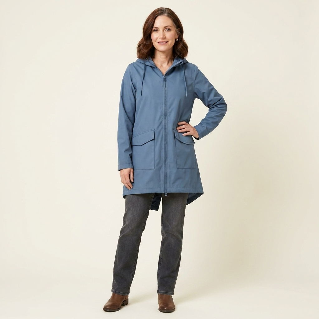 Karen | Women's Long Hooded Raincoat - Waterproof Rain Jacket