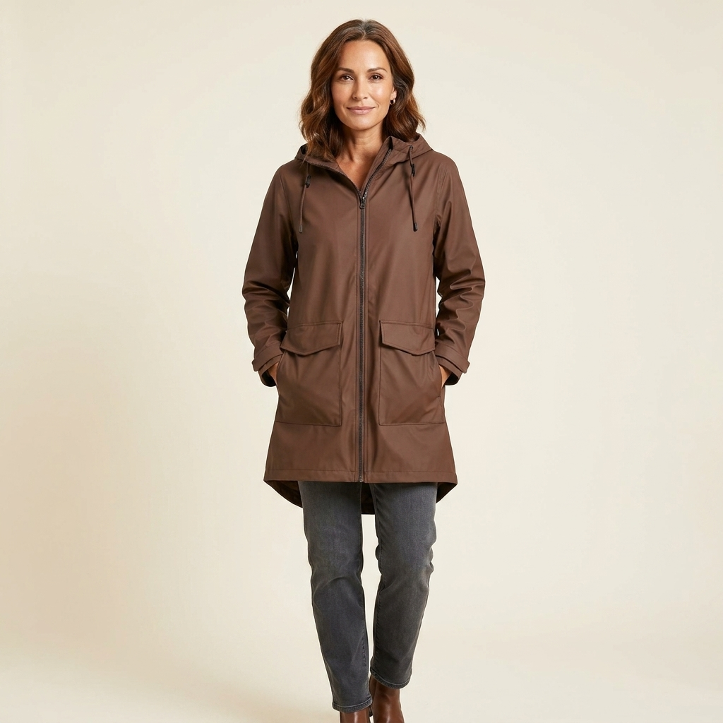 Karen | Women's Long Hooded Raincoat - Waterproof Rain Jacket