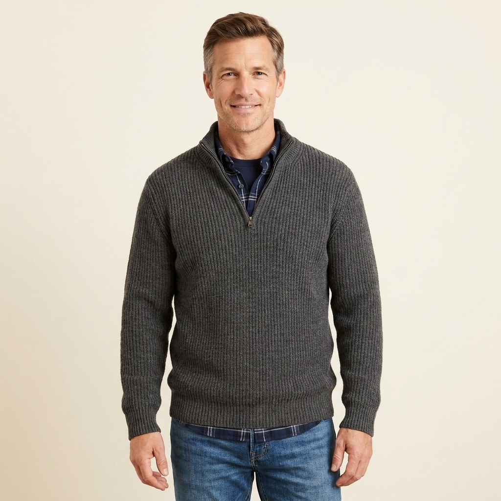 Joel | Men's Quarter Zip Long Sleeve Knit Sweater