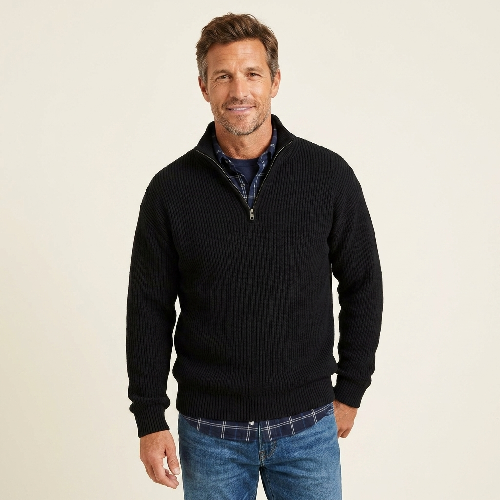 Joel | Men's Quarter Zip Long Sleeve Knit Sweater