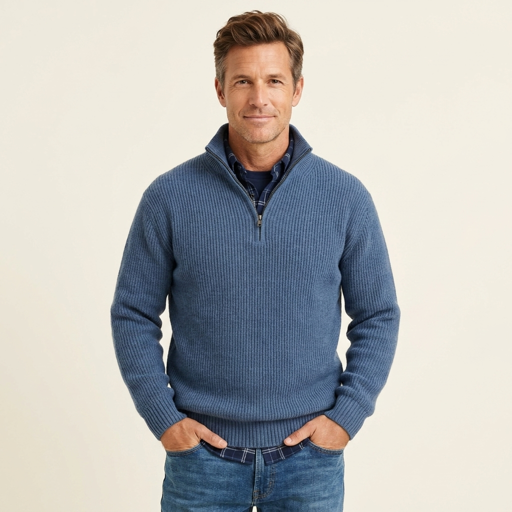 Joel | Men's Quarter Zip Long Sleeve Knit Sweater