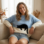 Elias | Women's Cat Motif Wool-Mix Knit Sweater