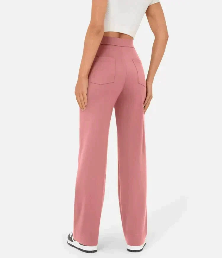 Nadia | Women's High-Waist Wide-Leg Trousers with Button Front