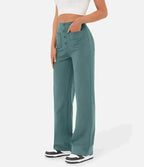 Nadia | Women's High-Waist Wide-Leg Trousers with Button Front