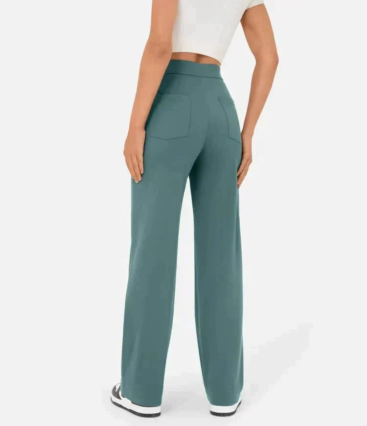 Nadia | Women's High-Waist Wide-Leg Trousers with Button Front
