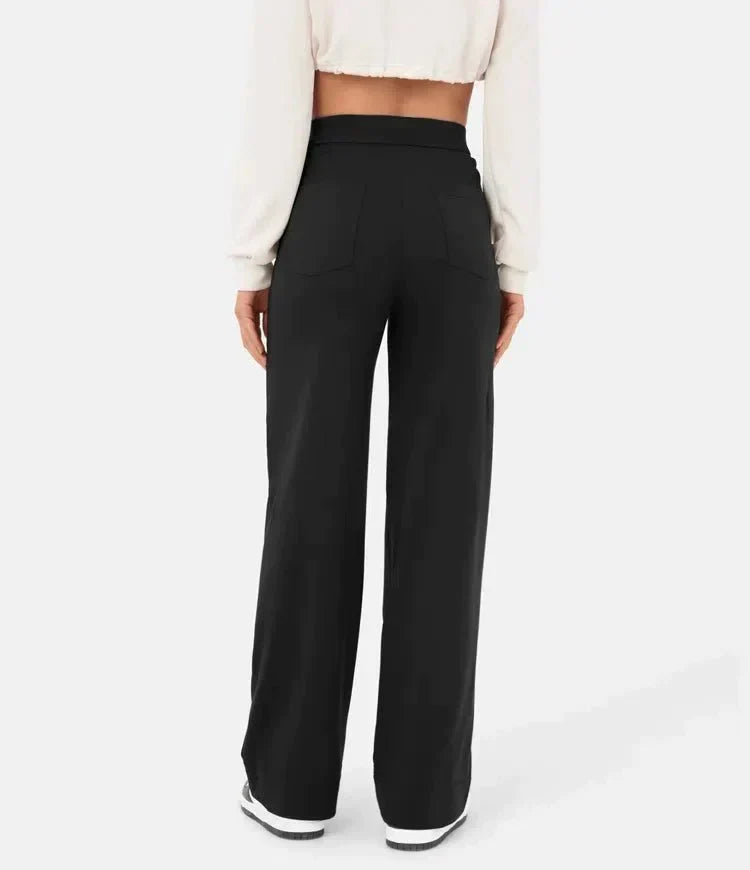 Nadia | Women's High-Waist Wide-Leg Trousers with Button Front